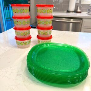 Never Used Tupperware Square Plates and Snack Cups